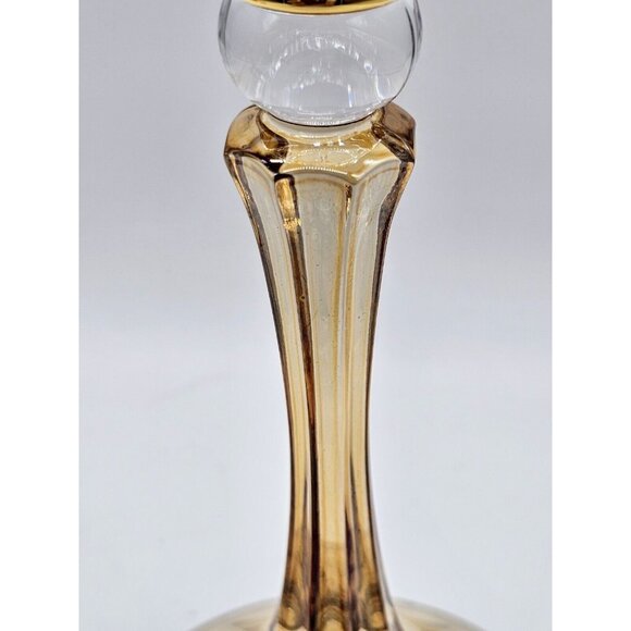 Elegant Yellow And Clear Pair Crystal Candlestick Holders Vintage Holidays Boho - Picture 7 of 10